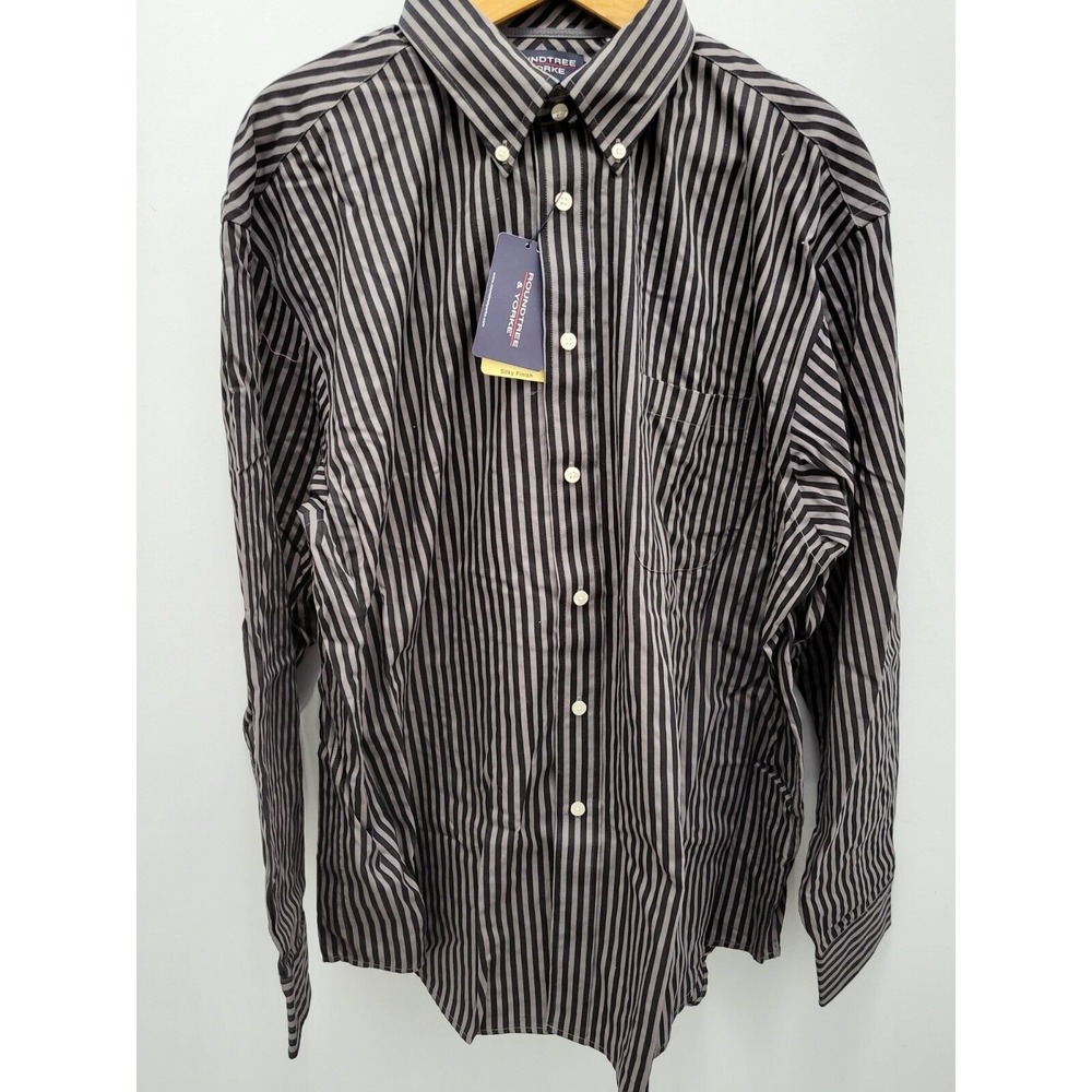 Roundtree & Yorke Shirt‎ Mens XL Striped 100% Cotton Deadstock New